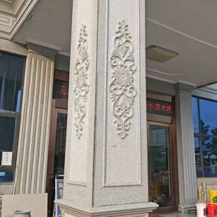 吕梁芝麻白别墅雕刻柱子  黄金麻